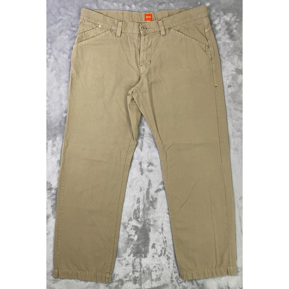 Vintage Y2K Hugo Boss Arizona Orange Label Baggy Skater Pant Men 38x32 Khaki Tan